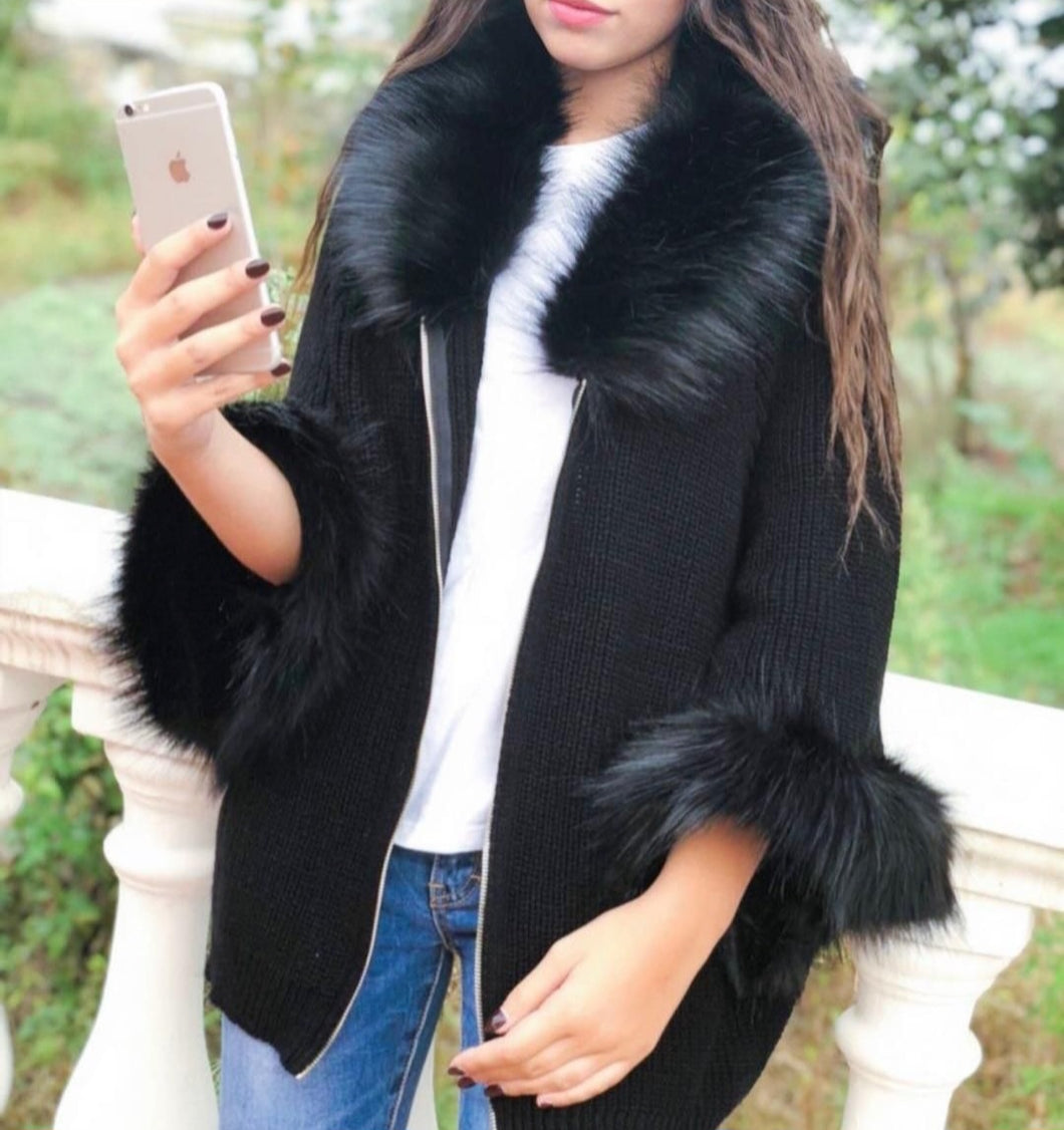 Poncho pelliccia